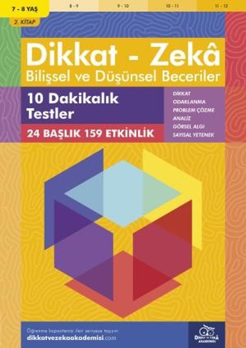 10 Dakikalık Testler (7 - 8 Yaş 2.Kitap, 159 Etkinlik) / Dikkat – Zeka Bilişsel ve Düşünsel Beceriler