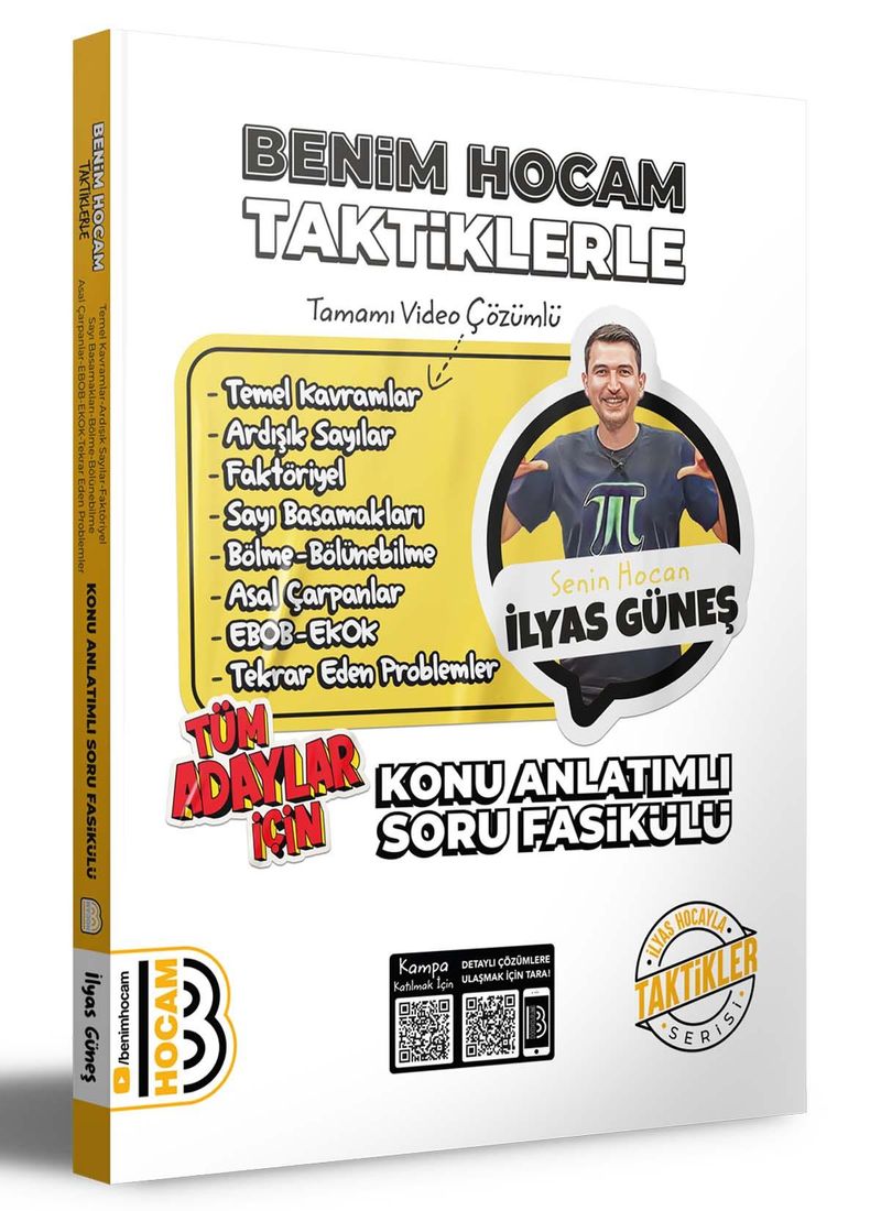2024 Tüm Adaylar İçin Taktiklerle Temel Kavramlar- Ardışık Sayılar- Faktöriyel- Sayı Basamakları- Bölme- Bölünebilme- Asal Çarpanlar- EBOB- EKOK- Tekrar Eden Problemler Konu Anlatımlı Soru Fasikülü
