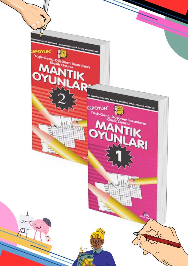 7 'den 77'e Genç, Yaş Almış Düşünen Tüm İnsanlar İçin Akıl Dolu Iq Geliştiren Mantık Oyunları (2 Kitap, Cep Boy)