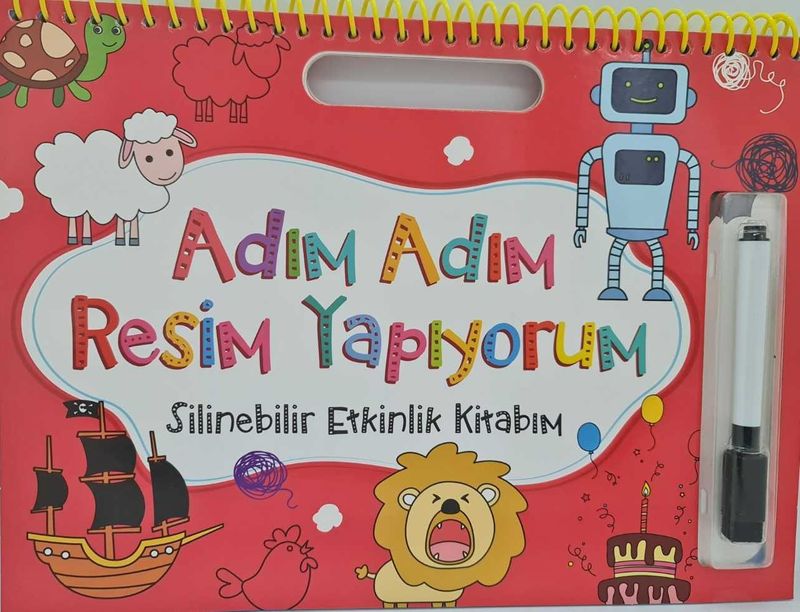 Adım Adım Resim Yapıyorum / Silinebilir Etkinlik Kitabım (Kırmızı)