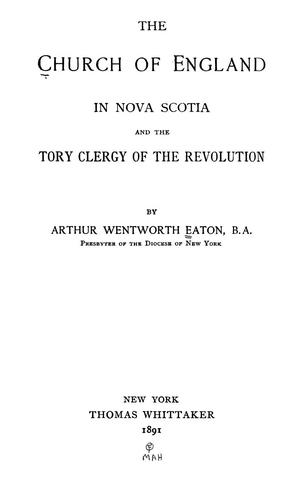 The Church of England in Nova Scotia and the Tory clergy of the Revolution