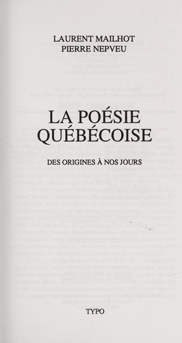 La Poésie québécoise