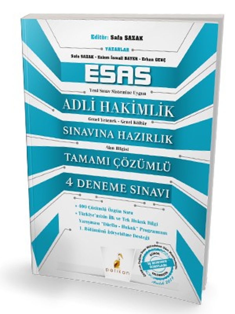 Esas Adli Hakimlik Sınavına Hazırlık Tamamı Çözümlü 4 Deneme Sınavı