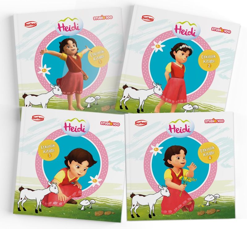 Heidi Etkinlik Kitapları Seti (4 Kitap)  Boyama, Alıştırma, Eşleştirme, Bulmaca, Yaz Çiz Bul