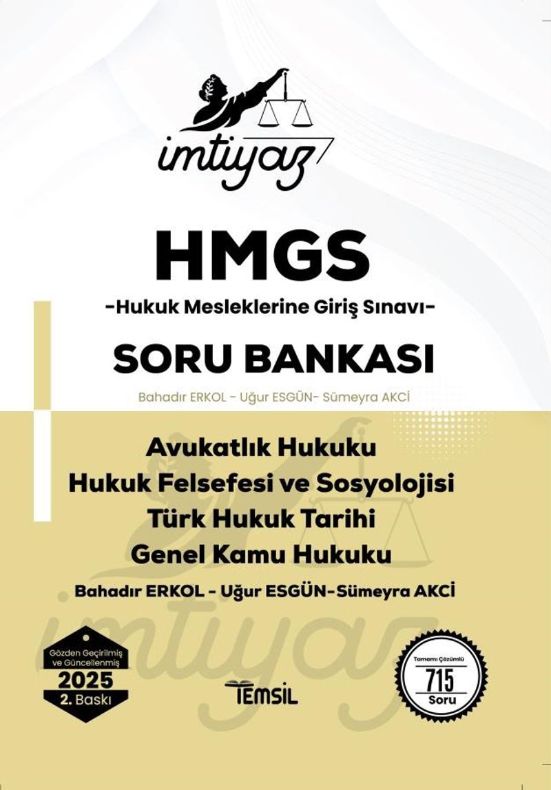 İmtiyaz HMGS  Avukatlık Hukuku Hukuk Felsefesi ve Sosyolojisi Türk Hukuk Tarihi  Soru Bankası