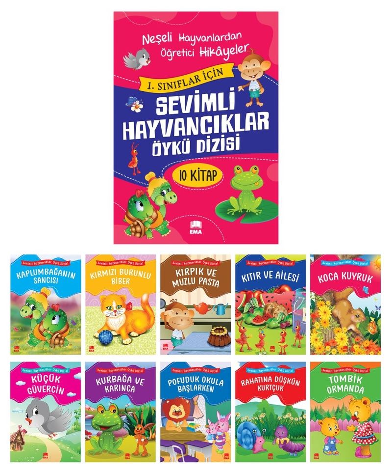 Sevimli Hayvancıklar Öykü Dizisi Düz Yazılı (10 Kitap Takım - Büyük Boy)