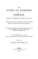 The letters and inscriptions of Ḥammurabi, King of Babylon, about B.C. 2200